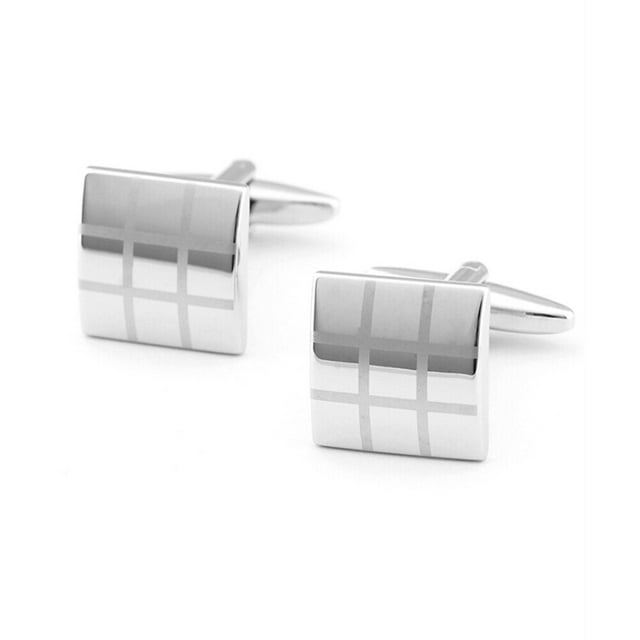 LOLIPPYY 1 Pair Cufflinks In Tone With Laser Engraved Stripes For Men S Formal Wear