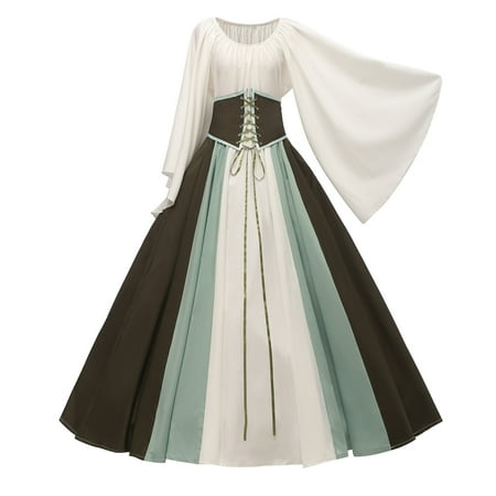 UPPADA Clearance Women Vintage Corset Dress Solid Color Corset Midi Dress Winter Plus Size Dress Fit and Flare Cocktail Dress Lace Up Midi Dress vestido novia para boda civil