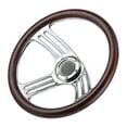 thumbnail image 1 of Wood Steering Wheel, Anti Rust Steering Wheel Chrome Aluminium Alloy 350mm Diameter  for Most Of Car Models with a Standard 6-Bolts Racing HubAdapter, 1 of 7