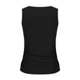 thumbnail image 4 of Lenpel Tank Tops for Women Summer Casual Plus Size Crew Neck Side Ruched Ribbed Knit Slim Sleeveless T Shirts Camisole Basic Tees, 4 of 6