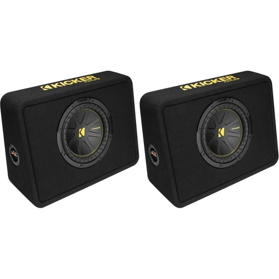 Kicker (2) 50TCWC104 CompC 10" Subwoofer in Thin Profile Enclosure 4-Ohm