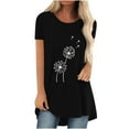 thumbnail image 1 of Mujeres moda Casual impresión camisas manga corta suelta Tee Tops túnica blusa Pompotops hfajkhk136306, 1 of 4