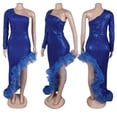 thumbnail image 4 of Vestido Nagfar con cuentas de lentejuelas brillantes de un solo hombro, azul fiesta, XL, 4 of 6