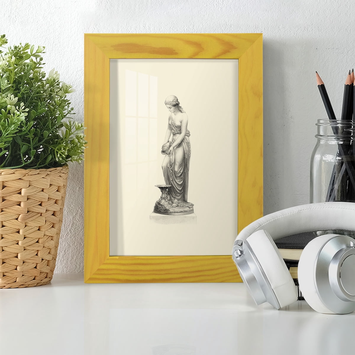 Classical Statuary II -Framed Print w/glass-Sunflower Yellow