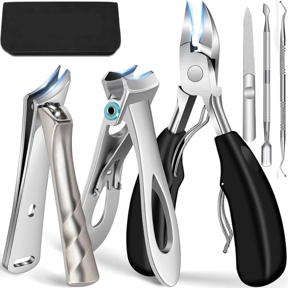 Toenail Clippers for Seniors Thick Toenails, Large Toe Nail Clippers for Men and Woman Thick Nails with Wide Opening, Sharp Heavy Duty Ingrown Toenail Clippers Nail Cutter Long Handle with Slanted Cu