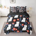 thumbnail image 3 of Manfei Funny Pet Full Size Bedding Sets, Kawaii Cartoon Cat Flower Full Size Bed in a Bag, Black White, Black Reversible, 7pcs, 3 of 6