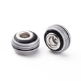 thumbnail image 3 of Resin European Stripe Beads Large Hole Beads with Silver Color Plated Brass Cores Rondelle Black 14x8.5mm Hole: 5mm, 3 of 3