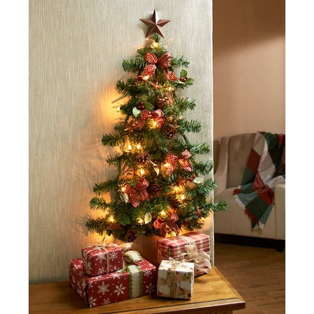 Lighted Christmas Wall Tree With Ribbons Country Star Walmart Com