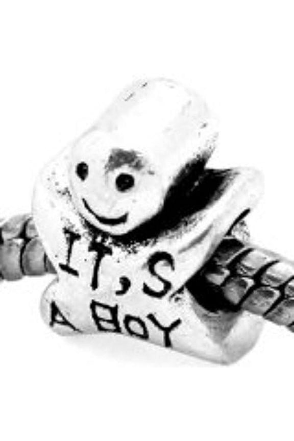 It's a Boy Charm European Bead Compatible for Most European Snake Chain Bracelet