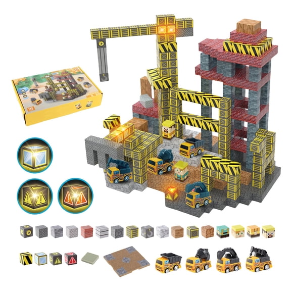 Magnetic Blocks 188PCS Magnetic Building Cubes with Lights, DIY Engineering Building Magnet Toys Toddler, STEM Montessori Sensory Toys, Learning Educational Magnetic Building Blocks for Kids Ages 4-8