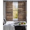 thumbnail image 3 of Old Wooden Board Sheer Curtains 45 Inch Length 2 Panels Set for Living Room/Bedroom, Country Farmhouse Wooden Planks Brown Kitchen Curtains Grommet Semi-Sheer Curtains Window Treatments 42"x45"x2, 3 of 7