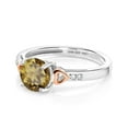 thumbnail image 4 of Gem Stone King 1.28 Ct Round Whiskey Quartz White Diamond 925 Silver and 10K Rose Gold Ring (Size 9), 4 of 5