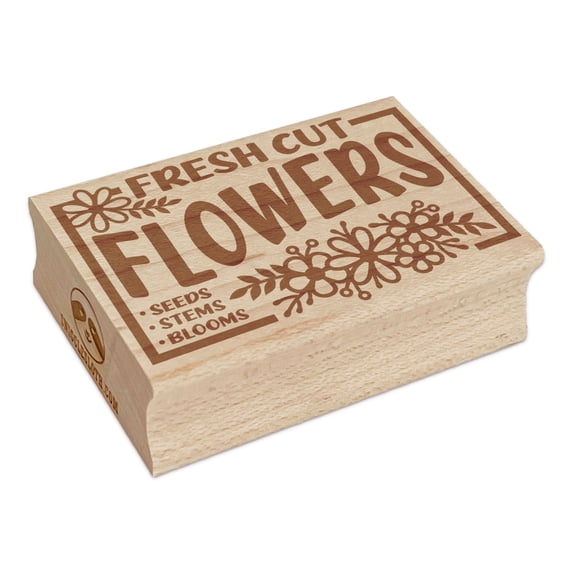 Fresh Cut Flowers Rectangle Rubber Stamp Stamping Scrapbooking Crafting - Large 2.5in