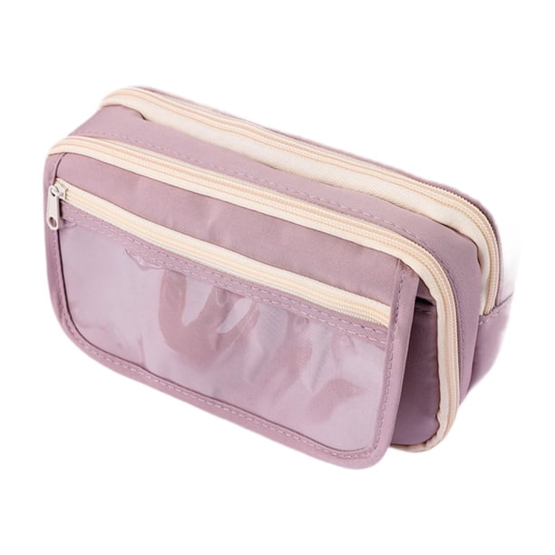 Estuche para lápices, bolsa de maquillaje, estuche para rotuladores portátiles, cierre de cremallera, bolsa para lápices, bolsa de papelería para la Púrpura