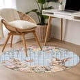 thumbnail image 5 of Spring Easter Round Area Rugs Collection 4', Cute Rabbits Flower Leaves Butterfly Blue Plaid Non Slip Indoor Circular Throw Runner Rug Floor Mat Carpet for Living Room Dining Table Bedroom Nursery, 5 of 9