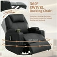thumbnail image 3 of Lnsenfin Manual Swivel Rocker Recliner Chair with Massage Faux Leather for Living Room,Black, 3 of 7