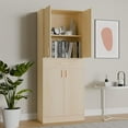 thumbnail image 5 of Cozy Castle Kitchen Pantry Storage Cabinet 71" Tall 4 Doors Wood Freestanding Cupboard with Sliding Drawer and 2 Adjustable Shelves for Dining Room Living Room, Laundry, Bathroom,, 5 of 6