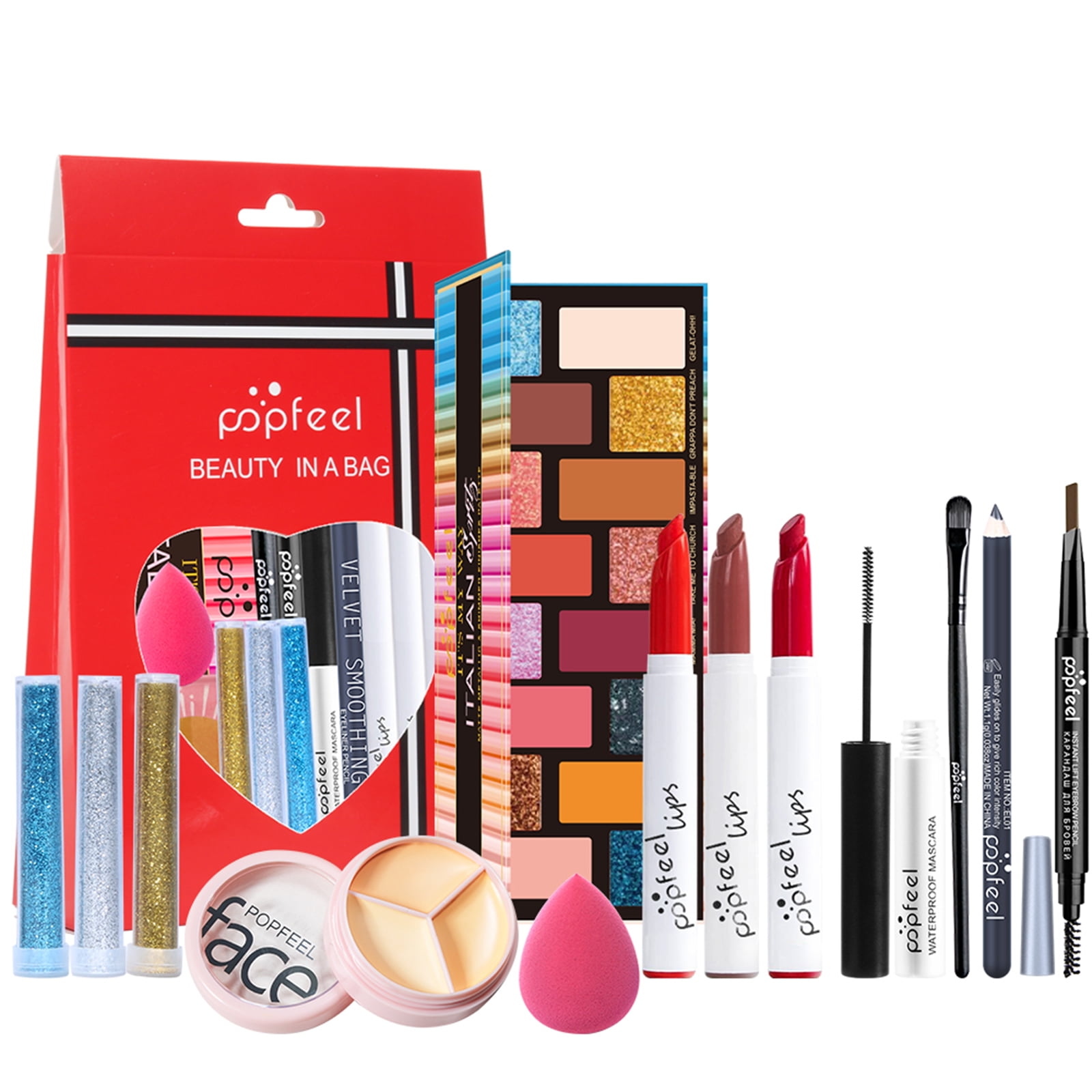 FantasyDay All-in-one Makeup Set Holiday Gift Surprise | Full Makeup Kit for Women Essential Starter Bundle Include Eyeshadow Palette Lipstick Blush Concealer Face Powder Eyeliner Mascara Soft Brush
