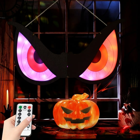 Dserhfy Halloween Eye Light Decoration Large Glowing Wooden LED Eye Light for Halloween Bush Yard Home Wall Window Tree Decor