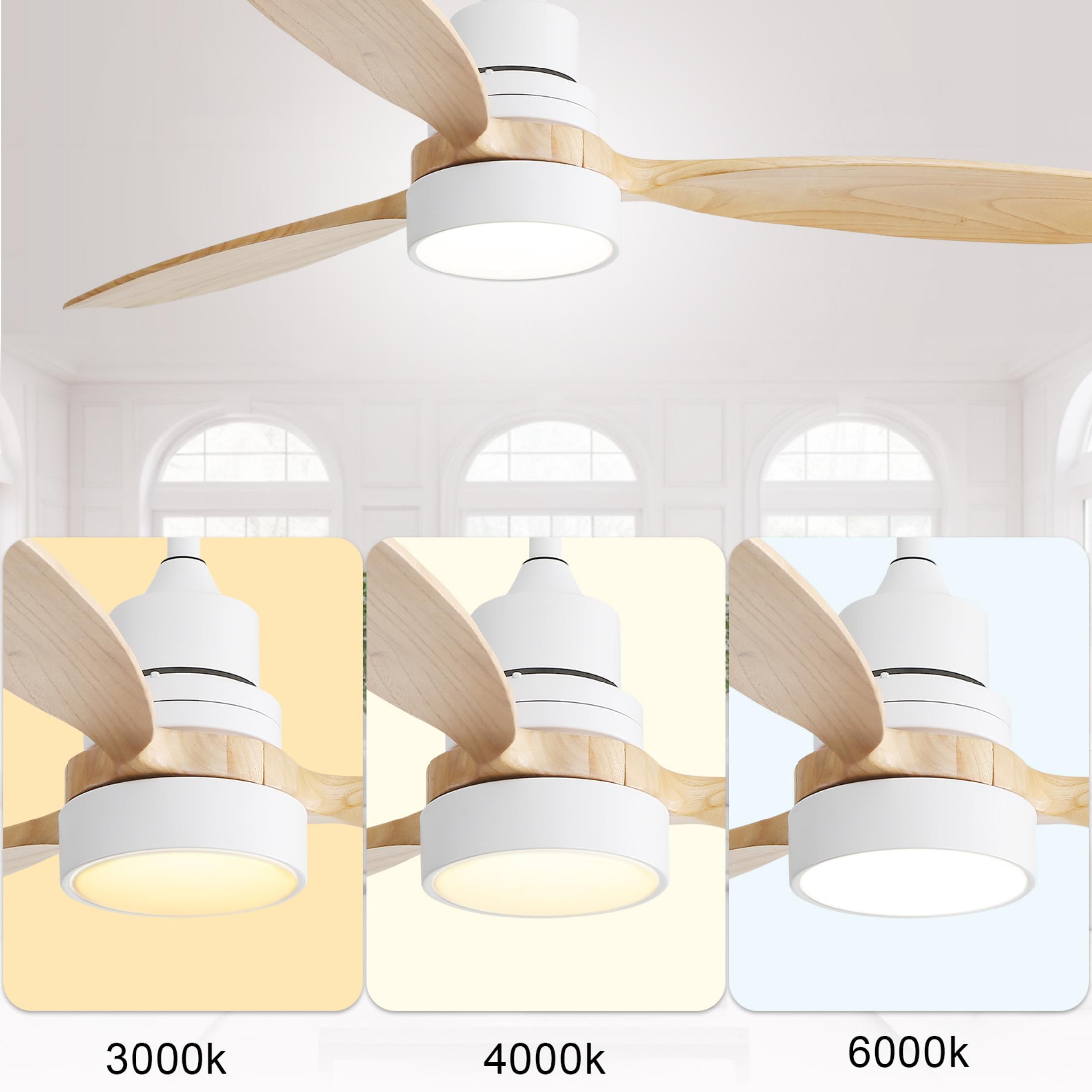 Sofucor Ceiling Fan with Lights, 52 Inch Mordern Wood Ceiling Fan with Remote for Indoor Farmhouse Bedroom Living Room Outdoor Patio Porch, Reversible DC Motor, Noiseless