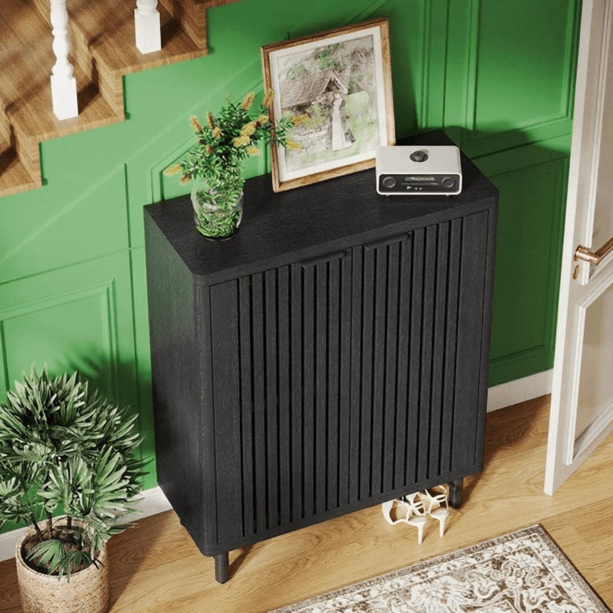 Shoe Cabinet with Louver Doors - 6-Tier Adjustable Shelves, Spacious Storage, Metal Legs, Anti-Tip Device, for Entryway/Porch