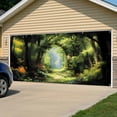thumbnail image 5 of Forest Garage Door Cover Banner 7 x 8 FT, Nature Woodland Spring Scenic Green Trees Flower Garage Door Curtains Backdrop with Grommets for Indoor Outdoor Wall Party Porch Yard Decorations Background, 5 of 9