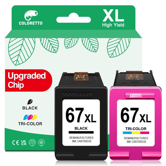 Cartucho de tinta COLORETTO 67XL negro y tricolor, combo