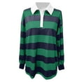 JIKNTTR Womens Long Sleeve Striped Polo Shirts Collar Pullover T Shirt ...