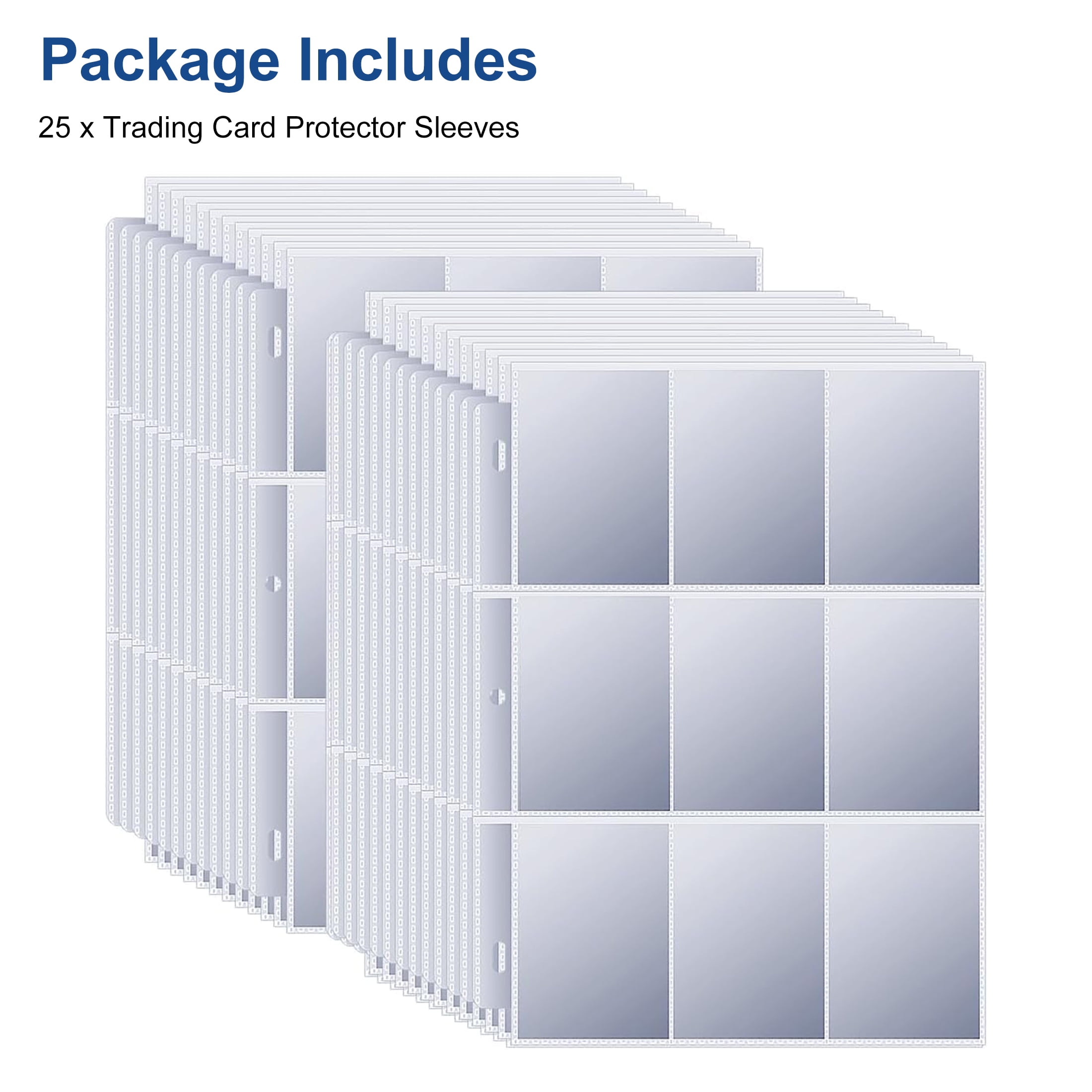 walmart trading card sleeves MetMetalrt 9 Pocket Trading Card Sleeves, Transparent Binder Sheets for  Baseball, Game, Business Cards