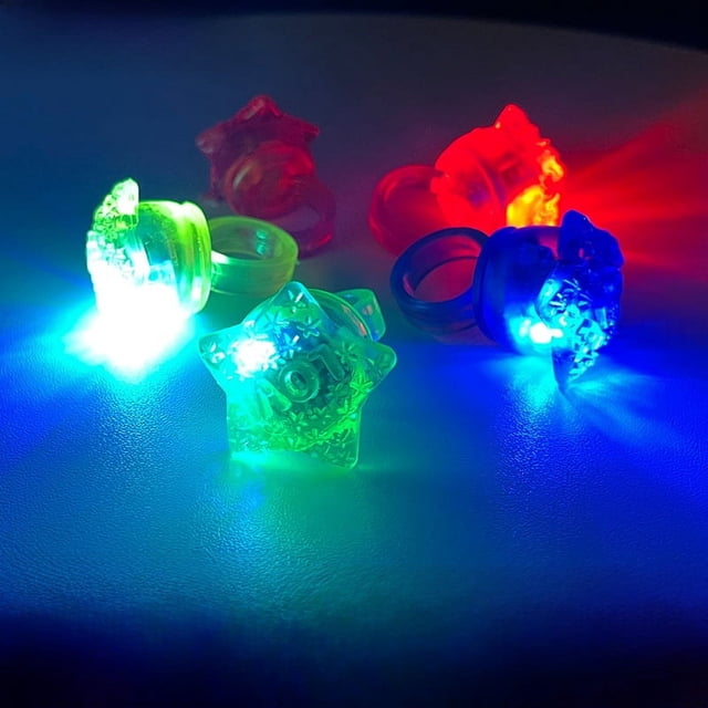 Anillo de luz LED con forma de estrella de cinco puntas, luz fluorescente de TPR, anillo luminoso para dedo, anillo navideño