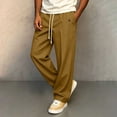 thumbnail image 4 of Men's Elastic Waist Golf Pants, Business Casual Relaxed Fit Straight Leg Trousers, Drawstring Chino Pants for office & Golf Big and Tall Size S-3XL Yellow, 4 of 6