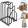 thumbnail image 6 of SUNFCON Cutting Board Rack w 2 Adhesive Hanging Hooks Chopping Board Organizer Stand Holder Kitchen Countertop Dishes Plates Pot Lids Pan Lids Rack Organizer Heavy Duty Metal Black, 6 of 9
