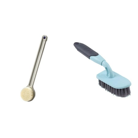 

Multifunctional Kitchen And Bathroom Cleaning Supplies Set Furniture Long Handled Shower Brush Soft Back Scrub *2Pcs Bathroom Cleaner Brush Of Two