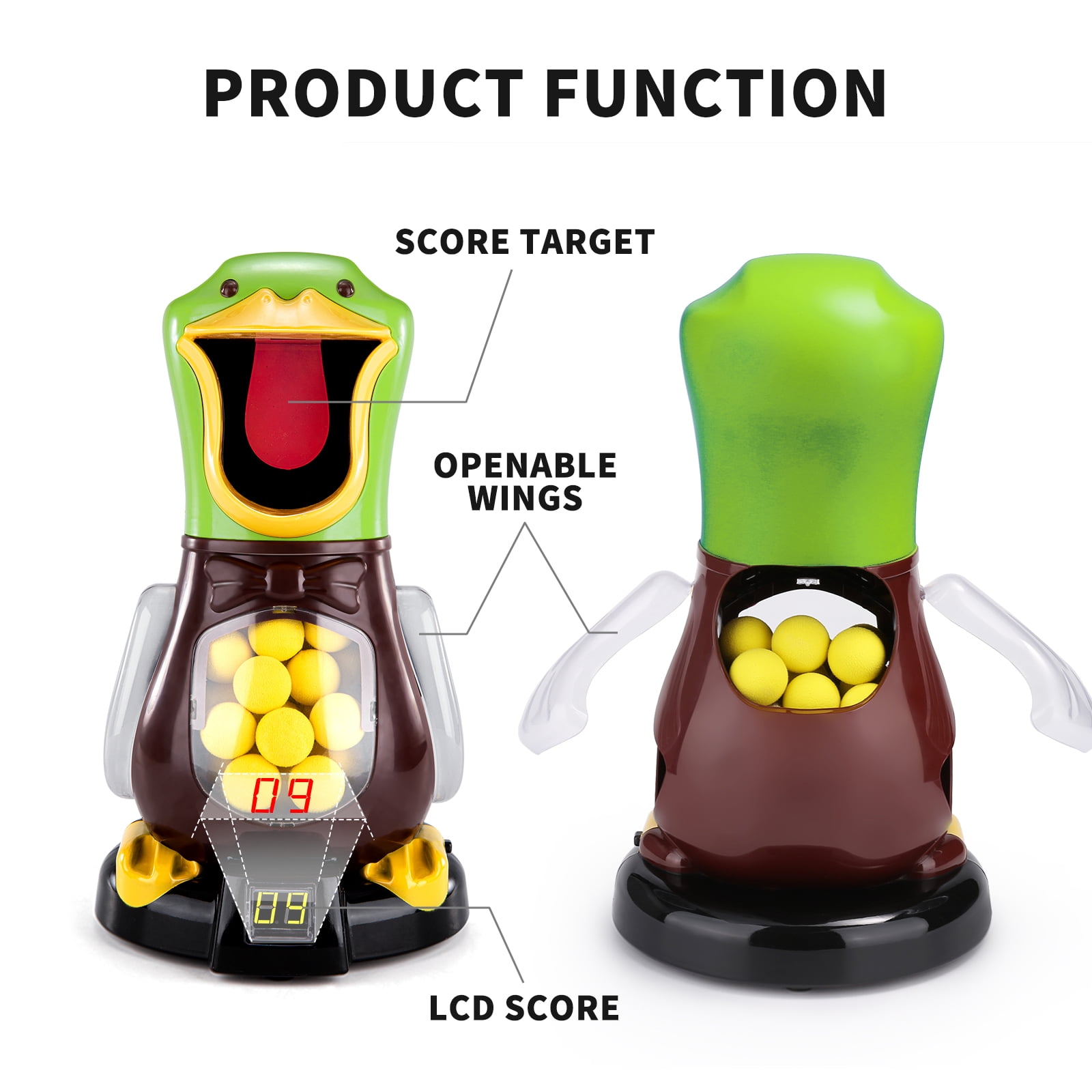 Duck Shooting Toys for Kids, 2 Packs of Toy Foam Blasters with Movable Target, Interactive Competition Game Gift for Boys and Girls