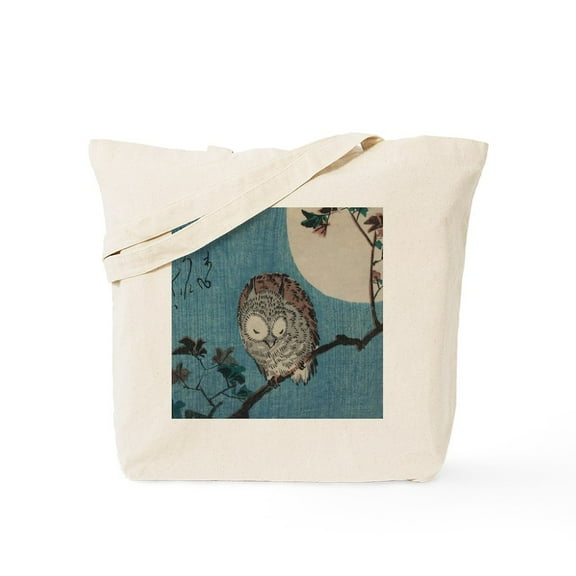 CafePress - Owl On A Tree Limb; Vintage Japanese Art Tote Bag - Unisex Canvas Tote Bag, Beige, 1-Piece