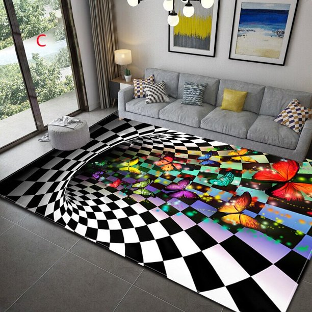 Alfombra de ilusión vórtice 3D para puerta de entrada, felpudo óptico geométrico abstracto, felpudo antideslizante, Alfombra de decoración para sala de estar