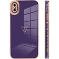 thumbnail image 4 of Compatible with iPhone Xs Max Case Love Heart Plating Electroplate Luxury Elegant Case Camera Protector Soft TPU Shockproof Protective Corner Back Cover iPhone Xs Max Case -Purple, 4 of 11