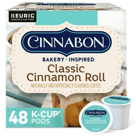 Cinnabon Classic Cinnamon Roll Keurig K-Cup Pods, Light Roast Coffee, 48 Count for Keurig Brewers