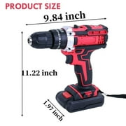 21V Power Drill Cordless Drill, Hammer Drill Cordless with 27 Pcs Accessories, 25+1 Variable Speed Trigger 3/8 Keyless Chuck 1200mAh Lithium-Ion Battery & Toolboxes, Drill Kit for Home