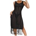 thumbnail image 2 of Brilliant Beach Cover up Womens Bathing Suit Crochet Cover Ups Bikini Swimsuit Loose Tassels Coverup Sexy Dress Sleeveless Tank Hollow Out(Black,One size), 2 of 5