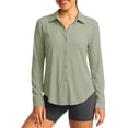 thumbnail image 2 of Sheghy Women's Tops Women's solid color casual long-sleeved sun protection shirt with collar Beige S, 2 of 5