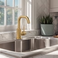 thumbnail image 2 of Wowow Single Handle Stainless Steel Bar Faucet with Supply Lines and Deckplate in Gold, 2 of 9