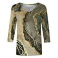 thumbnail image 5 of ICHUANYI Clearance Women's Fashion Printed Mid-length 3/4 Sleeves V-Neck Casual Tops T-shirt(Khaki, XXL) ICHUANYI WER2023081011343, 5 of 5