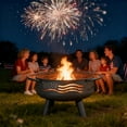 thumbnail image 7 of 32 Inch American Flag Fire Pit with Mesh Cover & Poker, Round Metal Wood Burning Outdoor Firepit for Patio, Garden, Backyard, Bonfire, Ideal for 4th of July, Memorial Day, Christmas, 7 of 7