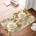 thumbnail image 5 of 1pc Paper Flowers with Gold Absorbent Non-Slip Bathroom Thickened Flannel Rug Decor,Soft,Quick Drying,Suitable For Indoor/outdoor Use,Bathrooms,Bedrooms,Kitchens,Terrace,Laundry Rooms,16"x24", 5 of 9