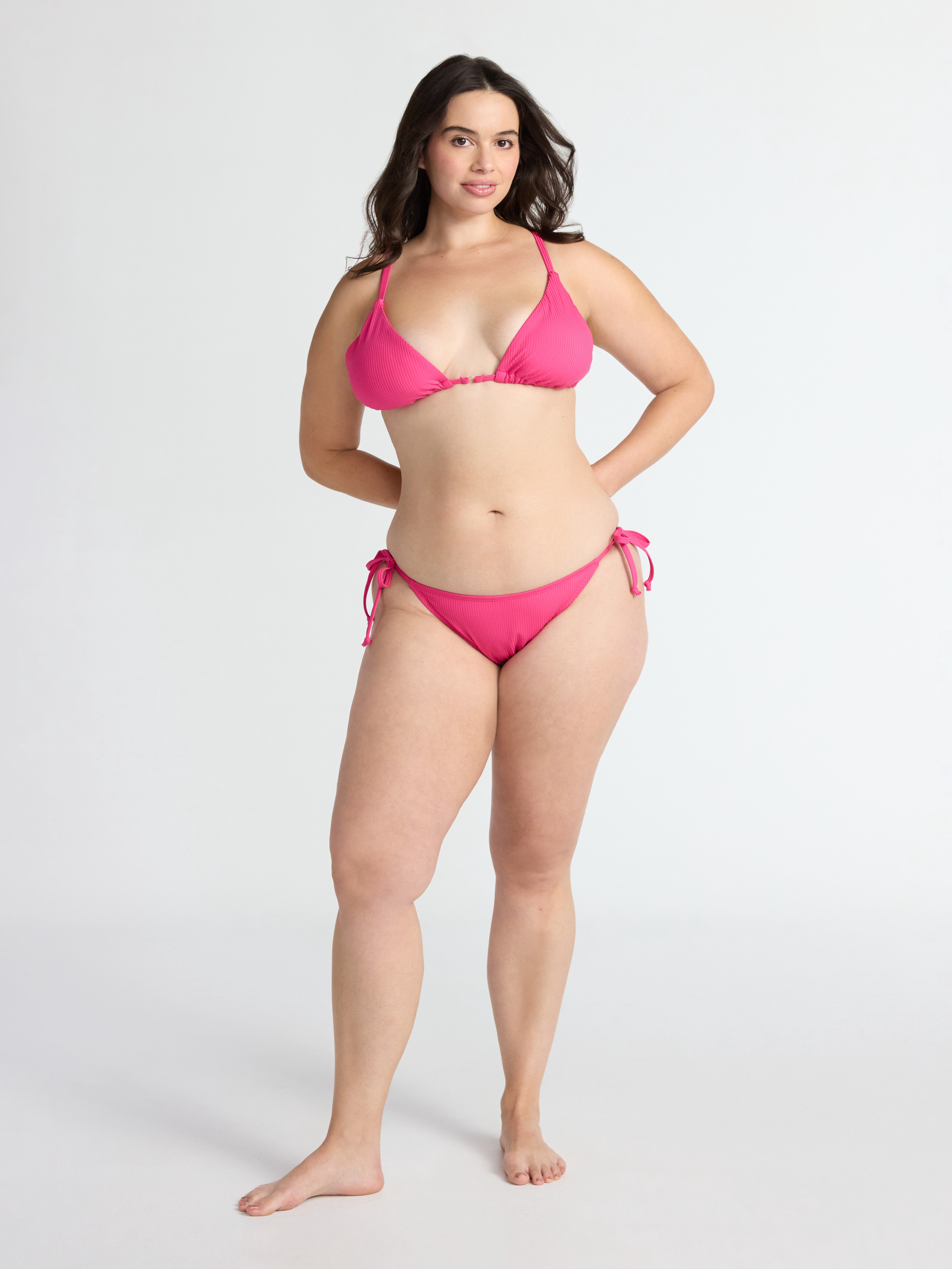 Time and Tru Women's Ottoman Rib Triangle Bikini Top, Sizes XS- 2X