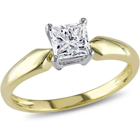 Miabella 3/4 Carat T.W. Princess Cut Diamond Solitaire Ring in 14kt Yellow Gold