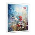 thumbnail image 2 of Designart "Summer Meadow Scenery in Red and White I" Landscapes Framed Wall Art - Traditional Red Meadow Entryway Framed Wall Art Print, 2 of 6