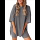 thumbnail image 1 of Traje Casual de Dos Piezas para Mujer, Camisa Holgada de Verano, Pantalones Cortos de Ciclismo, Ropa de Viaje para el Aeropuerto. Gris S, 1 of 7
