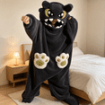 thumbnail image 3 of Funny Cartoon Coral Fleece Women’s Onesie Thickened Lazy Style Hoodless Jumpsuit Sleepwear, Breathable Skin‑Friendly Polyester Coral Fleece Loungewear for Cold Days, 3 of 5